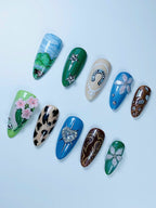 Countryside Floral Western Press On Nail Set Handmade Artistic Nature Design