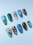 Countryside Floral Western Press On Nail Set Handmade Artistic Nature Design