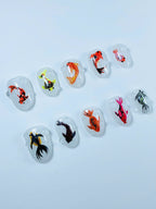 Hand Painted Koi Fish Press On Nail Set Handmade Aquarium Art