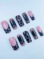 Luxury Pink Marble Handmade Press On Nail Set