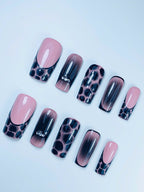 Luxury Pink Marble Handmade Press On Nail Set