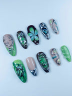 Luxury Botanical Beetle Handmade Press On Nail Set