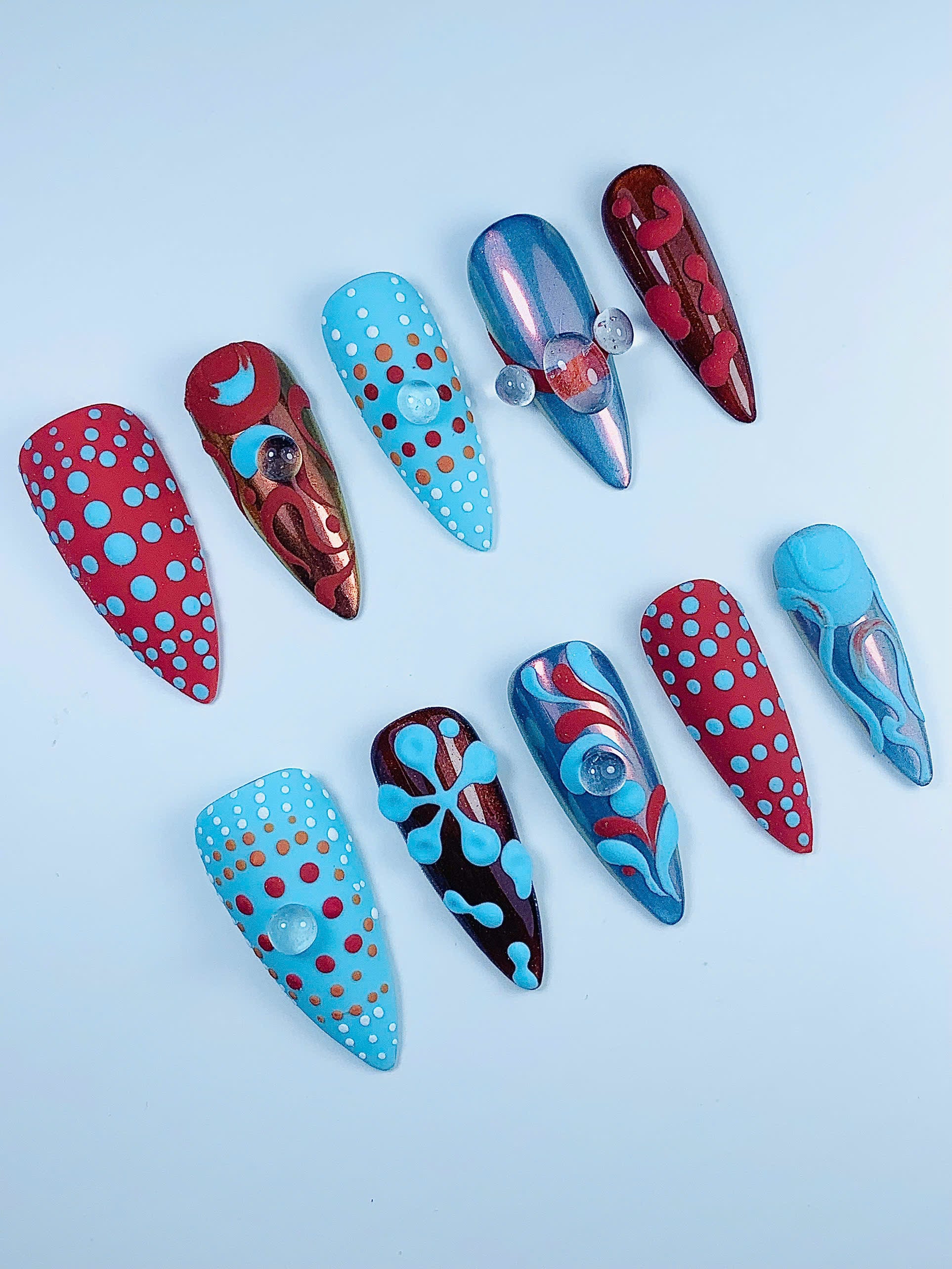 Retro Pop Art Handmade Press On Nail Set