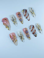 Bridal Coastal Elegance Handmade Press On Nail Set