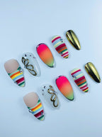Rainbow Chrome Gradient Press On Nail Set