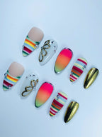 Rainbow Chrome Gradient Press On Nail Set