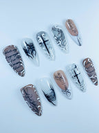 Vintage Gothic Calligraphy Handmade Press On Nail Set